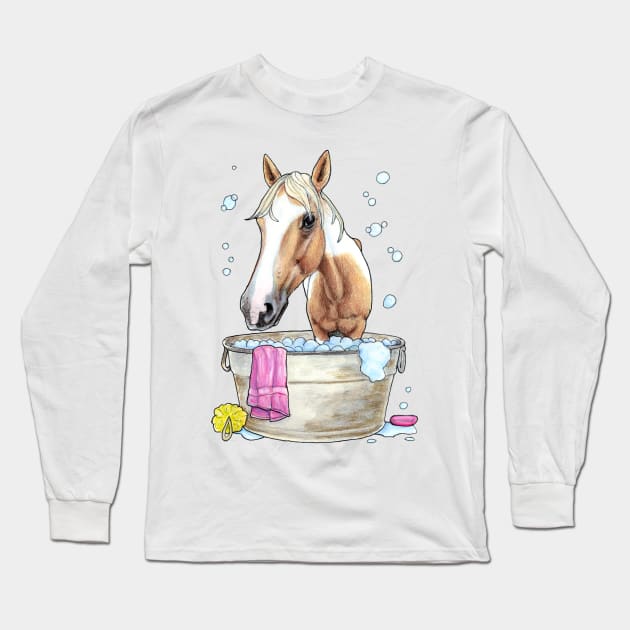 Wash Tub Filly Long Sleeve T-Shirt by Julie Townsend Studio